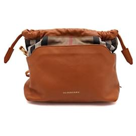 Burberry Piccola borsa a tracolla e borsa crossbody Little Crush in pelle beige con motivo House Check