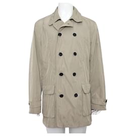 Armani Beigefarbene Nylonjacke mit Knöpfen für Herren