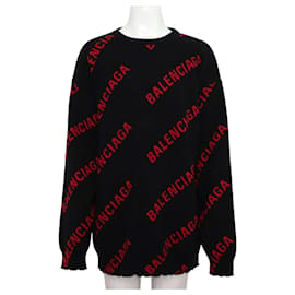 Maglione in maglia semi oversize da uomo in lana jacquard nera - Balenciaga