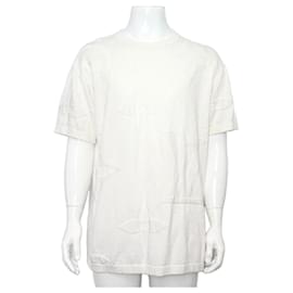 Louis Vuitton Kurzärmeliges Herren-T-Shirt aus Baumwolle mit weißem Monogramm-Stickerei