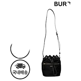 Borsa a secchiello in nylon con coulisse nera - Burberry