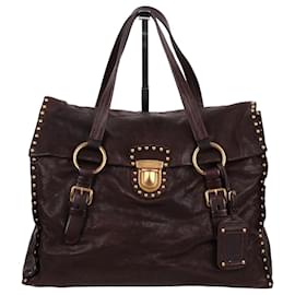 Borsa a spalla grande in pelle Nappa borchiata - Prada