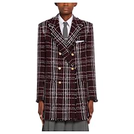 Thom Browne Chaqueta de cuadros oversize para mujer reacondicionada de doble botonadura