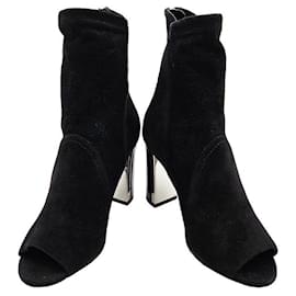 Dior Botines de punta abierta en ante negro Christian