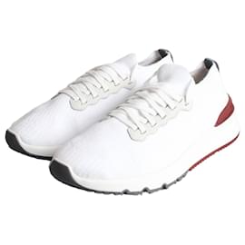 Sneakers in maglia di cotone Tab Runner White - Brunello Cucinelli