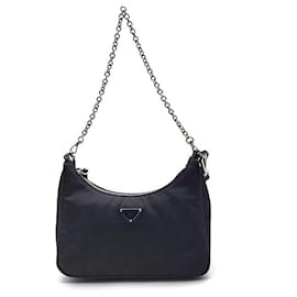 Prada Borsa Hobo in tessuto Re-Nylon con tracolla a catena