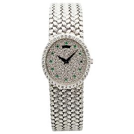 Piaget Tradition Vintage Damenuhr Extremely Oval Emerald Diamond White Gold Manuell
