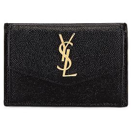 Saint Laurent Tarjetero de monedas chapado en oro negro