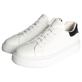 Triangle Logo Leather Sneakers White - Prada