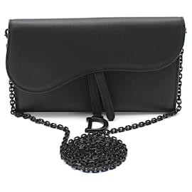 Borsa a tracolla WOC Saddle in pelle nera opaca - Dior