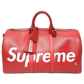Louis Vuitton Keepall Epi Bandoulière Supreme Red Logo
