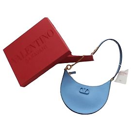 Valentino Mini borsa a tracolla in pelle Guravani Logo Blu RQR