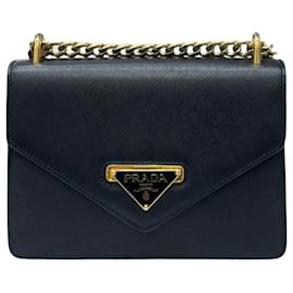 Borsa a Spalla Saffiano Triangle Logo Chain - Prada