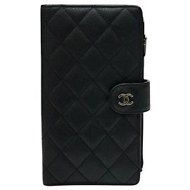 Chanel Portafoglio Lungo Classico in Caviar Nero con Chip Interno