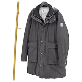 Doudoune longue à capuche Moncler Gamma Blue Gris