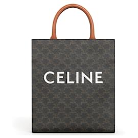 Céline Piccola Cabas Verticale in Tela Triomphe e Pelle di Vitello