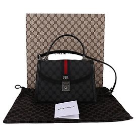 Balenciaga Piccola borsa a mano e a tracolla Hacker Project in tela jacquard BB nera