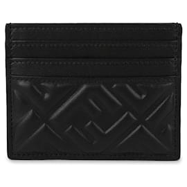 Fendi Tarjetero plano de piel napa negra
