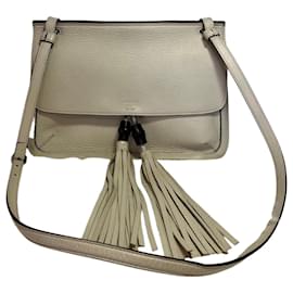 Borsa con patta in pelle avorio con nappa in bambù - Gucci