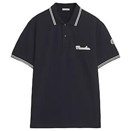 Besticktes Baumwoll-Poloshirt Navy - Moncler