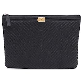 Chevron Boy Gold New Medium Clutch Bag - Chanel