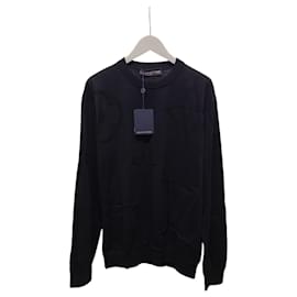 Langarm-T-Shirt aus Baumwolle mit schwarzem Ton-in-Ton-Monogramm, Rundhalsausschnitt - Louis Vuitton