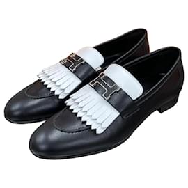 Royal Loafer Zweifarbig Schwarz Weiß Silber - Hermès