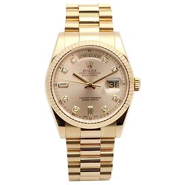 Rolex Orologio Day-Date in Oro da Uomo, Oro Originale con Diamanti a Dieci Punte