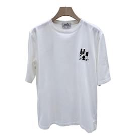 Weißes Kurzarm-T-Shirt mit Lammleder-Patch - Hermès