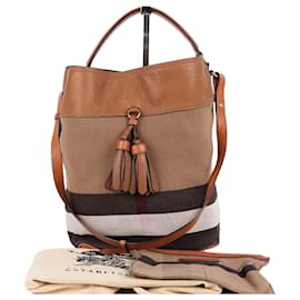 Burberry Borsa a mano e a spalla Ashby con nappa marrone