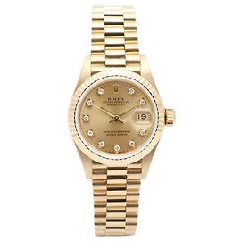 Rolex Relógio Datejust Gold de Ouro para Mulher com Diamantes Originais