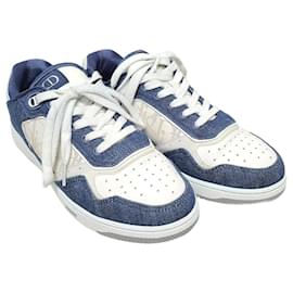 Dior Sneakers basse Galaxy in denim bianco e blu con motivo obliquo