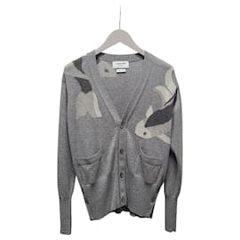Charcoal Koi Taping Kaschmir-Cardigan - Thom Browne