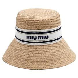 Bucket Hat aus gewebtem Raffia-Stoff Season - Miu Miu