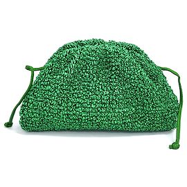 Bottega Veneta Mini Pouch in Pelle e Bouclé - Borsa a Tracolla Verde
