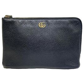 Gucci Clutch Pouch GG Marmont in pelle strutturata texturizzata nera