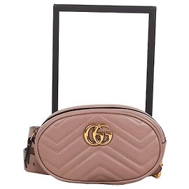 Gucci Marmont Matelassé Gold-Tone Deep Beige Belt Bag