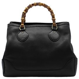 Gucci Borsa Tote Diana in pelle nera con manico in bambù