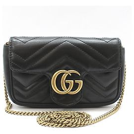Gucci Borsa a tracolla Super Mini GG Marmont trapuntata nera