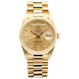 Relógio vintage Day-Date Original em ouro amarelo e diamantes para homem - Rolex