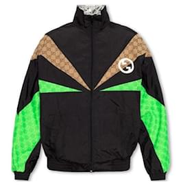 Gucci Nylon-Jacke mit Reißverschluss stamp