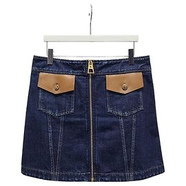 Louis Vuitton Minifalda vaquera con detalles de cremallera de cuero