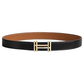 Hermès Correa de cuero reversible con hebilla