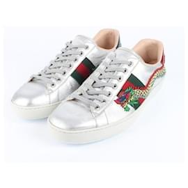 Gucci Sneakers Ace Dragon Silver