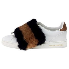 Louis Vuitton Sneakers basse Frontline in shearling e pelliccia di visone da donna Bianco