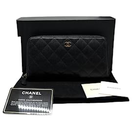 Chanel Cartera larga con cremallera Caviar Gold