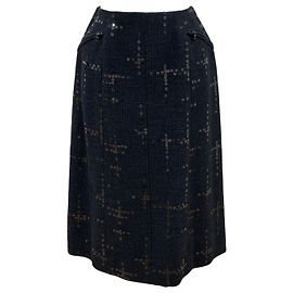 Chanel Falda de tweed y lentejuelas negra