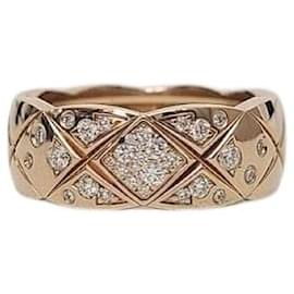 Coco Crush Ring Small gesteppt Diamant Beige Gold - Chanel