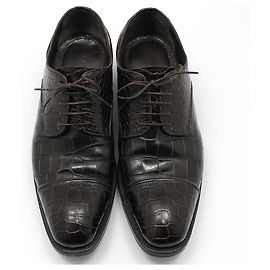 Louis Vuitton Scarpe Derby stringate in alligatore marrone scuro