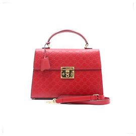 Gucci Borsa Tote e Borsa a Spalla Crossbody con Lucchetto Signature Rosso, Taglia Medium